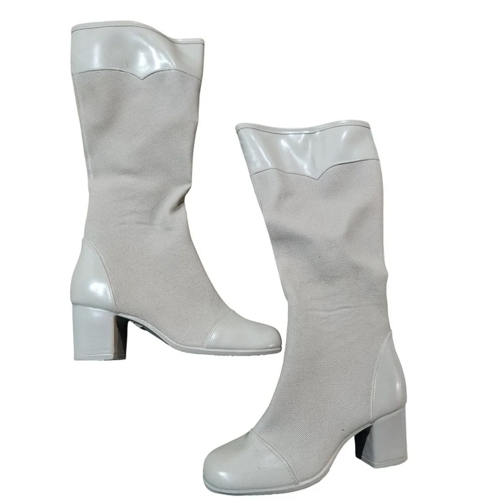 Waterproof Guarenteed Knee High Boots Womens SZ 8 Vintage Rubber Textured Heeled